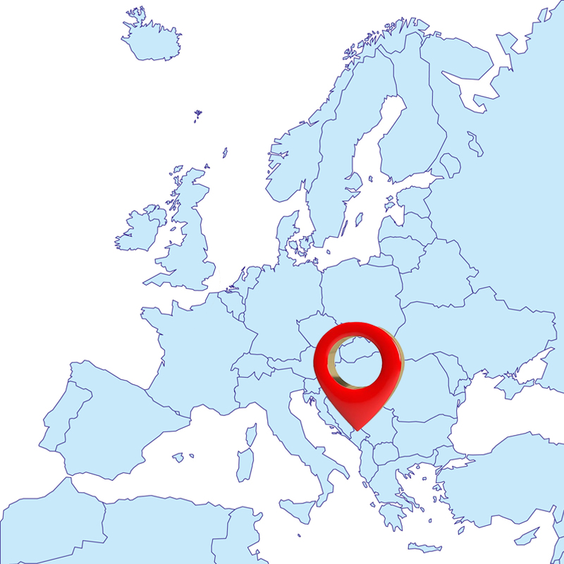 Montenegro on Map of Europe
